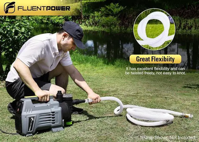 Alt view image 2 of 6 - 23FT x 1" Suction Hose Kit with Brass Fitting Check Valve and NPT 1" Thread, Water Intake Hose Set, Aspiration Hose for Well Shallow Sprinkler Garden Booster Pump, White