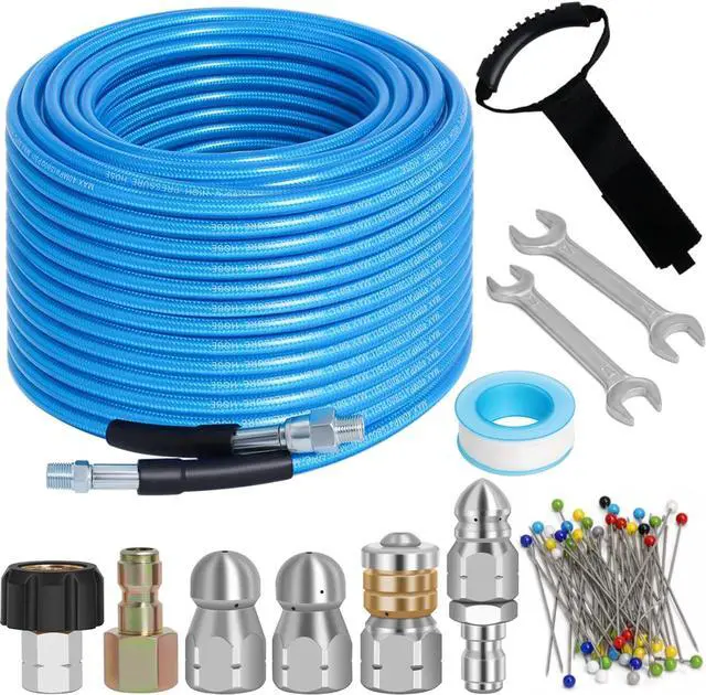 Main image of 100 FT Sewer Jetter Kit for Pressure Washer, 5800PSI Drain Cleaner Hose