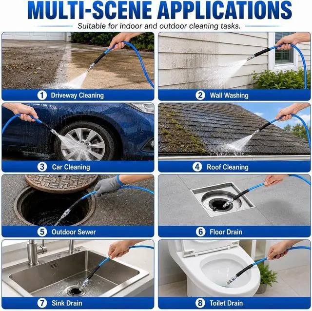 Alt view image 2 of 7 - 100 FT Sewer Jetter Kit for Pressure Washer, 5800PSI Drain Cleaner Hose