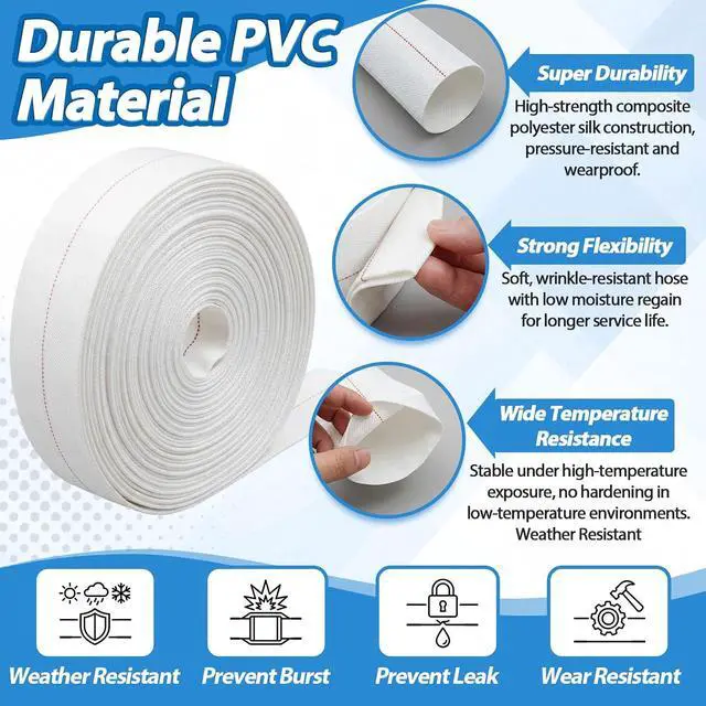 Alt view image 3 of 6 - 3'' x 100 ft Pool Backwash Hose, Heavy Duty Reinforced PVC Lay Flat Discharge Hose, Sump Pump Discharge Pipe for Swimming Pools Outdoor Lawn Garden Irrigation Car Cleaning Pool Water Transfer