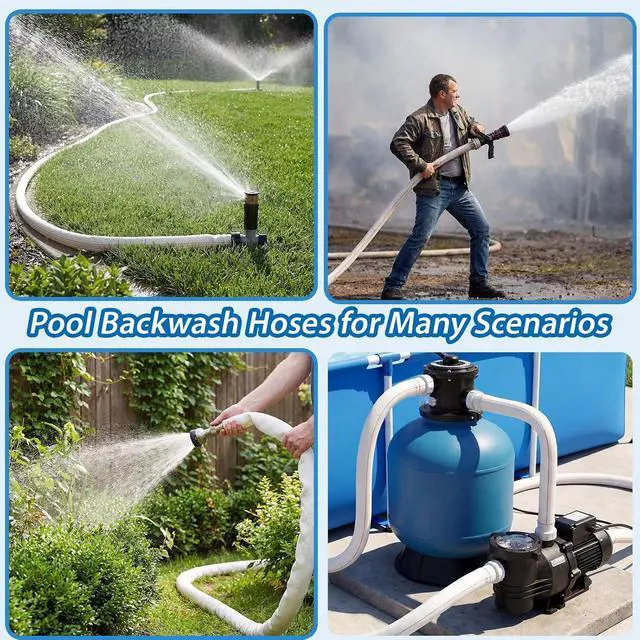 Alt view image 6 of 6 - 3'' x 100 ft Pool Backwash Hose, Heavy Duty Reinforced PVC Lay Flat Discharge Hose, Sump Pump Discharge Pipe for Swimming Pools Outdoor Lawn Garden Irrigation Car Cleaning Pool Water Transfer