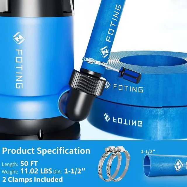 Alt view image 2 of 6 - 50FT Pool Backwash Hose 1-1/2 IN, Heavy-Duty Discharge Hoses PVC Pool Drain Hose, Lay Flat Hose for Pool Drainage, Sump Pumps, Yard, Water Transfer, Weather-Proof Water Pump Hose