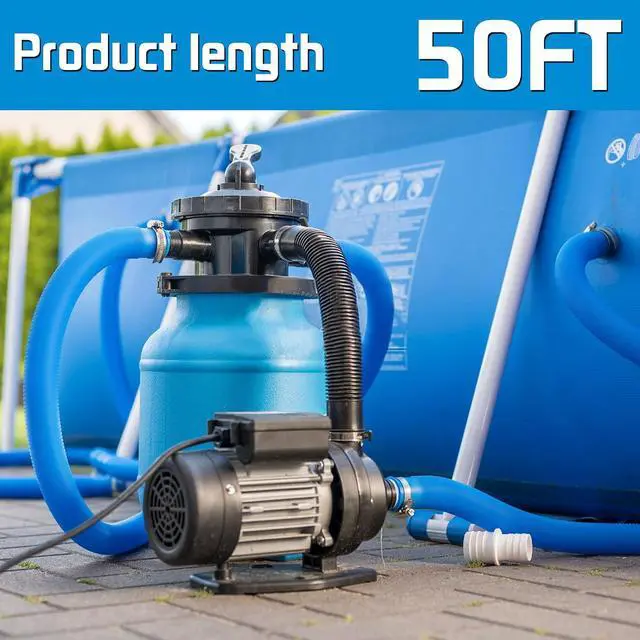 Alt view image 4 of 6 - 50FT Pool Backwash Hose 1-1/2 IN, Heavy-Duty Discharge Hoses PVC Pool Drain Hose, Lay Flat Hose for Pool Drainage, Sump Pumps, Yard, Water Transfer, Weather-Proof Water Pump Hose