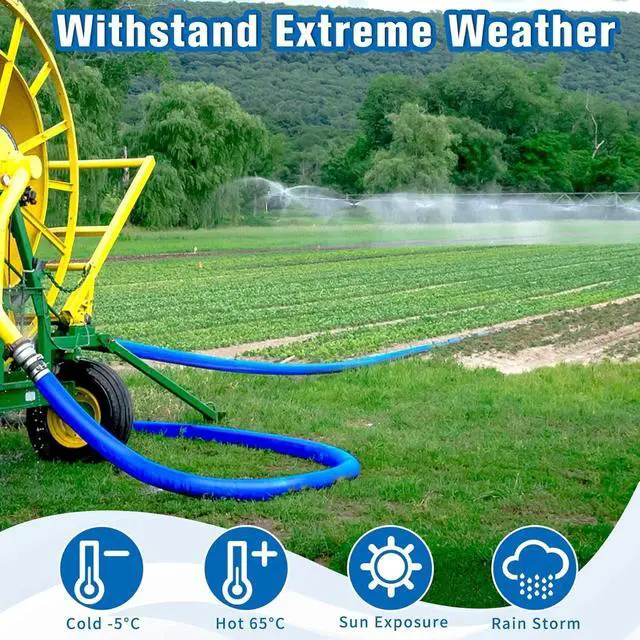 Alt view image 5 of 6 - 1.5IN x 110FT Pool Backwash Hose Heavy Duty Drain Discharge Double PVC Layflat Hose with 2 Clamps, Weatherproof Burst Resistant for Water Transfer, Sump Pump, Pool Filter, Drain (33.6M,Blue)