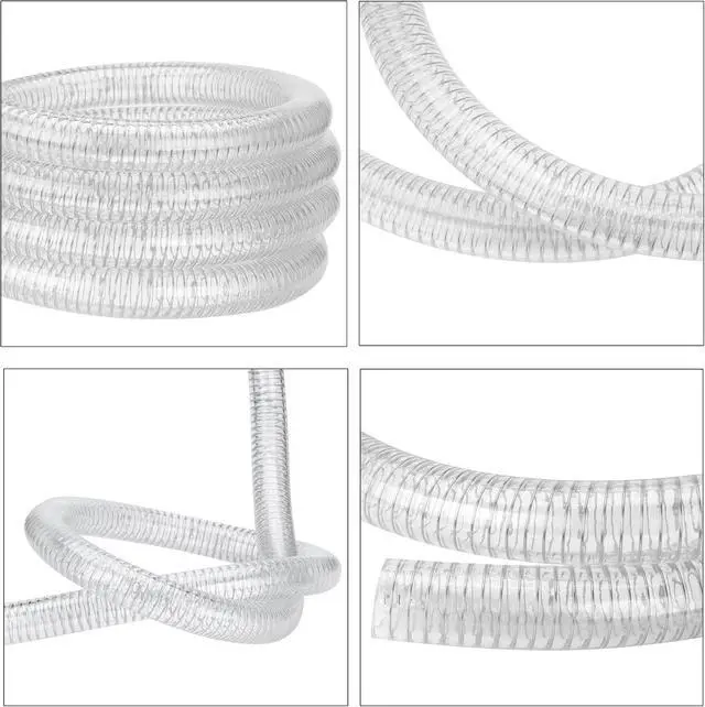 Alt view image 3 of 7 - Suction Hose 3/4"ID x 25ft Reinforced Tubing PVC Clear Wire Vinyl Tubing,Heavy Duty Spiral Steel Flexible Hose,Dust Collection Boat Marine Pump, Drain
