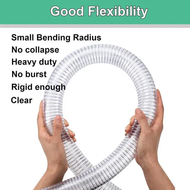 Alt view image 6 of 7 - Suction Hose 3/4"ID x 25ft Reinforced Tubing PVC Clear Wire Vinyl Tubing,Heavy Duty Spiral Steel Flexible Hose,Dust Collection Boat Marine Pump, Drain