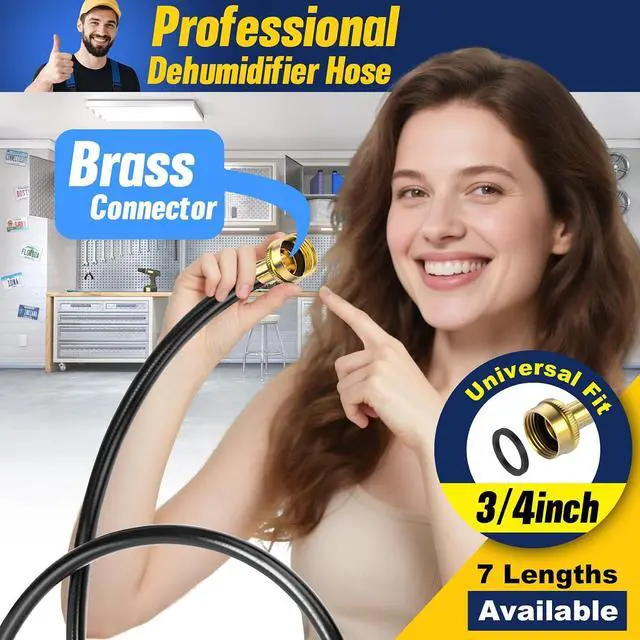 Alt view image 3 of 7 - 30FT Dehumidifier Drain Hose with 3/4 Inch FHT Connector, featuring Rust-Resistant Brass Fittings for Leak-Proof Connection, Perfectly Compatible with Most Dehumidifier Brands7 Length Options