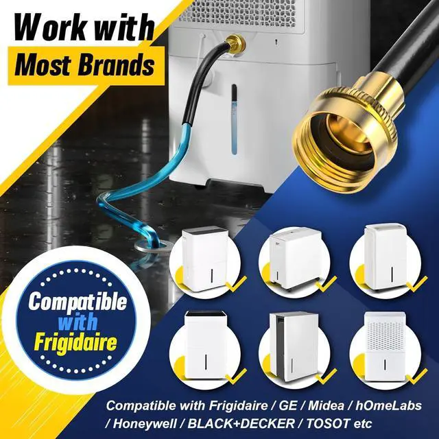 Alt view image 4 of 7 - 30FT Dehumidifier Drain Hose with 3/4 Inch FHT Connector, featuring Rust-Resistant Brass Fittings for Leak-Proof Connection, Perfectly Compatible with Most Dehumidifier Brands7 Length Options