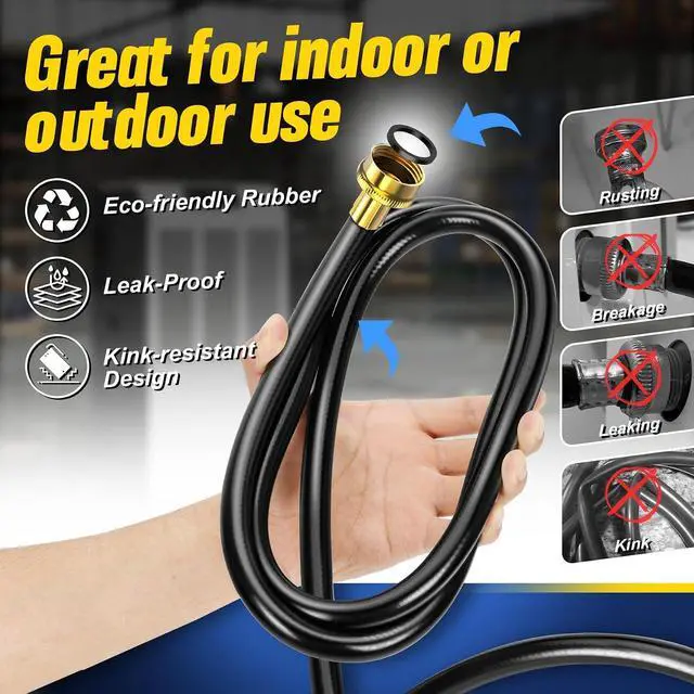 Alt view image 5 of 7 - 30FT Dehumidifier Drain Hose with 3/4 Inch FHT Connector, featuring Rust-Resistant Brass Fittings for Leak-Proof Connection, Perfectly Compatible with Most Dehumidifier Brands7 Length Options