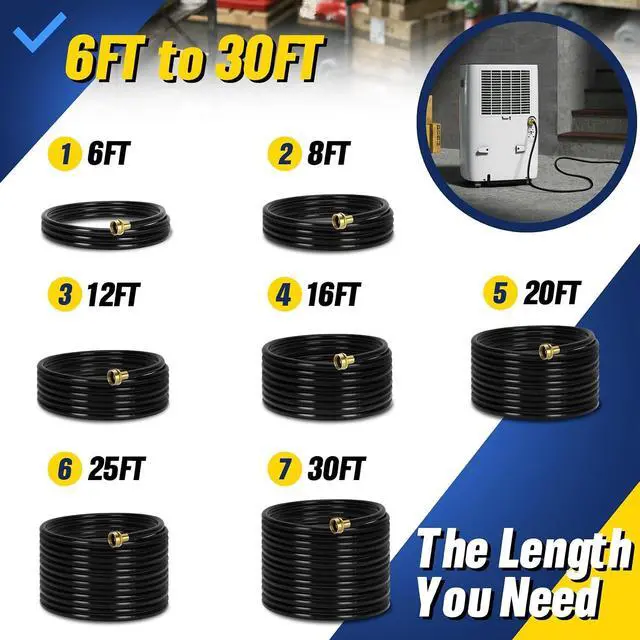 Alt view image 6 of 7 - 30FT Dehumidifier Drain Hose with 3/4 Inch FHT Connector, featuring Rust-Resistant Brass Fittings for Leak-Proof Connection, Perfectly Compatible with Most Dehumidifier Brands7 Length Options