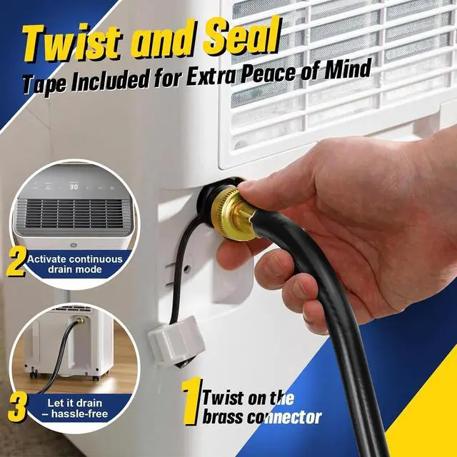 Alt view image 7 of 7 - 30FT Dehumidifier Drain Hose with 3/4 Inch FHT Connector, featuring Rust-Resistant Brass Fittings for Leak-Proof Connection, Perfectly Compatible with Most Dehumidifier Brands7 Length Options