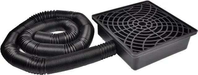 Main image of Low Profile Catch Basin Drain Kit Downspout Extender, 12"×12" Catch Basin Gutter Downspout Extensions with 2" ID Flexible Pipe, Pipe Stretched Length 16.4ft, Rainwater Drainage System