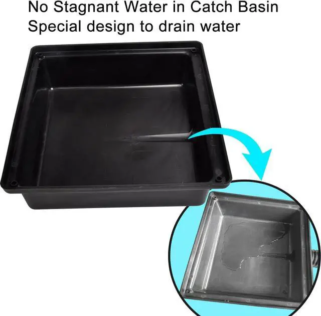 Alt view image 6 of 6 - Low Profile Catch Basin Drain Kit Downspout Extender, 12"×12" Catch Basin Gutter Downspout Extensions with 2" ID Flexible Pipe, Pipe Stretched Length 16.4ft, Rainwater Drainage System