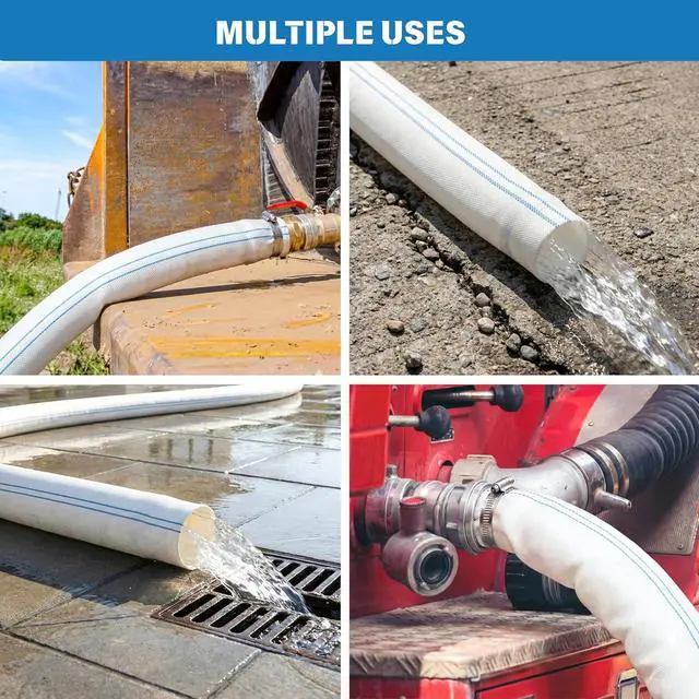 Alt view image 6 of 7 - Pool Backwash Hose 2 IN × 100 FT, Discharge Layflat Hose for Pool Filter Backwashing, Sump Pump Drainage and Water Transfer, with 2 Clamps