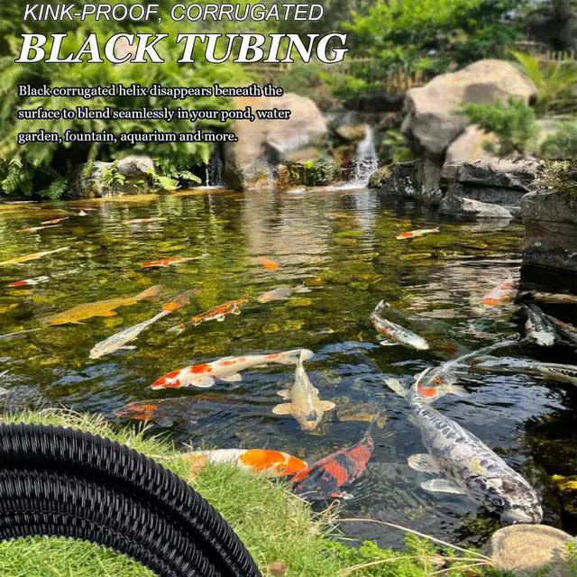 Alt view image 5 of 7 - Pond Tubing,1-1/2 inch PVC Flexible Pond Hose, Black Corrugated Waterfall Sump Pump Hose,Drainage Pipe, Kinkproof for Garden Ponds, 1-1/2"x25FT