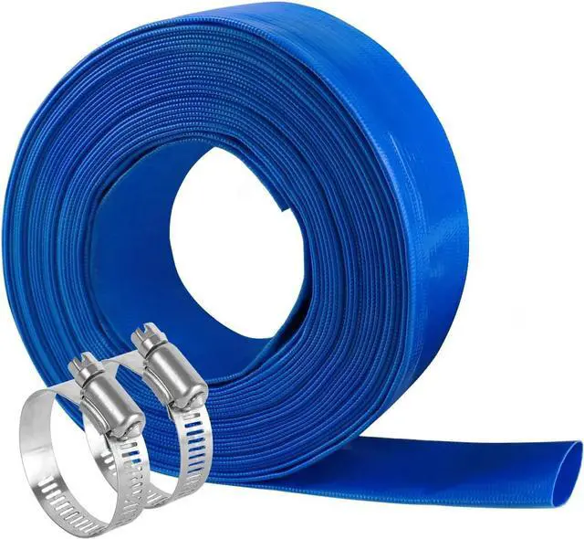 Main image of 2 IN x 50 FT Pool Backwash Hose, Heavy Duty Flat Discharge Hose, Weather and Burst Resistant, Best Pool Hoses for Inground Pools, Pool Filter Hose & Pool Drain Hose