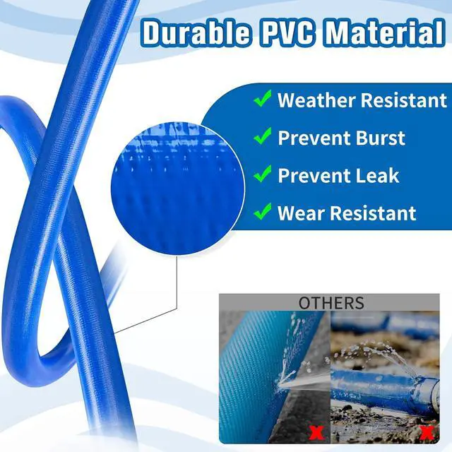 Alt view image 3 of 6 - 2 IN x 110FT Pool Backwash Hose Heavy Duty Drain Discharge Double PVC Layflat Hose with 2 Clamps, Weatherproof Burst Resistant for Water Transfer, Sump Pump, Pool Filter, Pool Drain (33.6M, Blue)