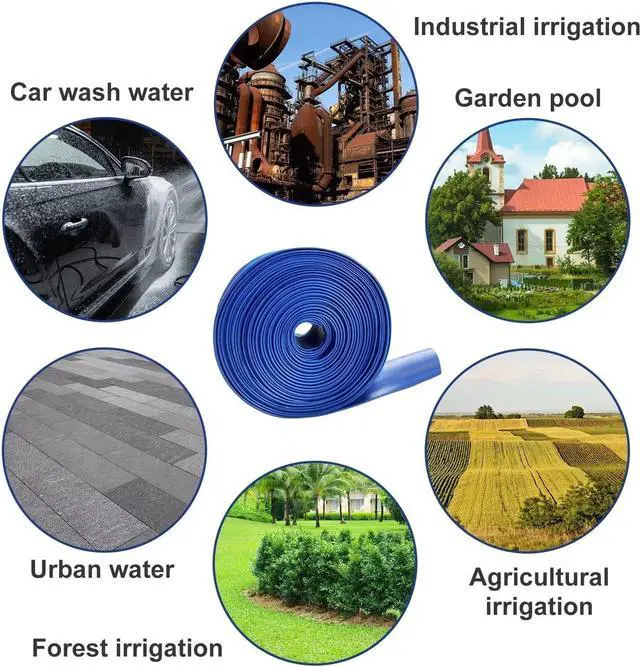 Alt view image 5 of 6 - PVC Drain HOSE 2"*100ft, Pool Backwash Hose, Heavy Duty Reinforced Blue PVC Lay Flat Water, For Swimming Drain Pools and Clean Filters, with 2 Clamp