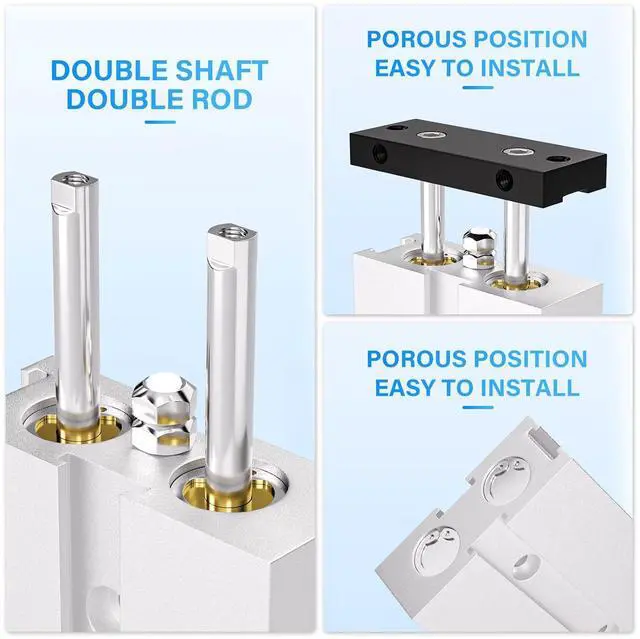 Alt view image 4 of 7 - 32mm Bore 50mm Stroke Double-Rod Double-Acting Aluminum Pneumatic Air Cylinder TN32-50