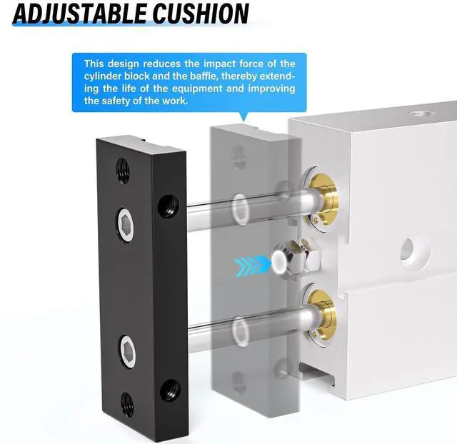 Alt view image 5 of 7 - 32mm Bore 50mm Stroke Double-Rod Double-Acting Aluminum Pneumatic Air Cylinder TN32-50