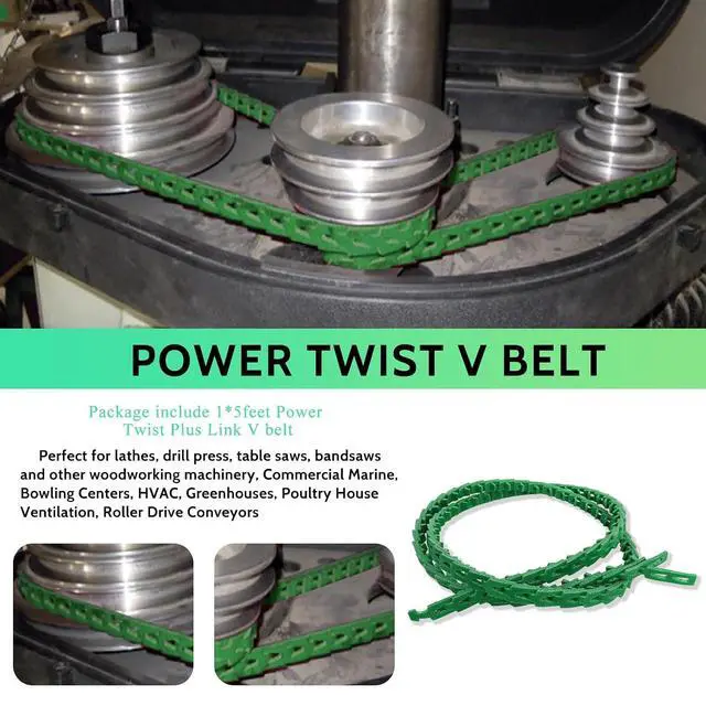 Alt view image 3 of 7 - 5FT Power Twist V-Belt 1/2-Inch x 5 Feet A Type, Adjustable Link V-Belt for Lathes, Drill Press, Table Saws and Other Woodworking Tools,4L or A Profile, 1/2" Width, 60" Length