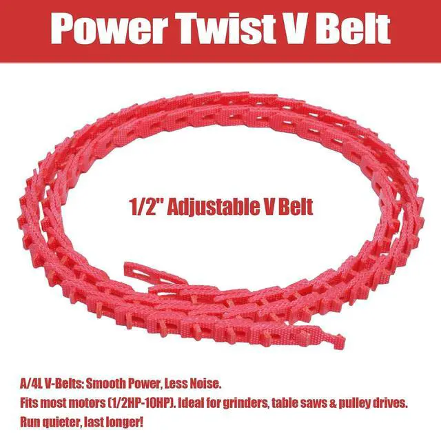 Alt view image 5 of 7 - 5FT Power Twist V Belt 1/2-Inch x 5 Feet A Type, Adjustable Link Drive V-Belt Perfect for Wood Lathes, Table Saws, Bandsaws,Benchtop Drill Press and Agricultural Machinery Repairs