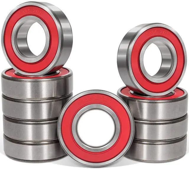Main image of 10 Pack 6305-2RS Double Rubber Seal Bearing 25x62x17mm,Pre Lubricated,Stable Performance,Cost Effective, Deep Groove Ball Bearings