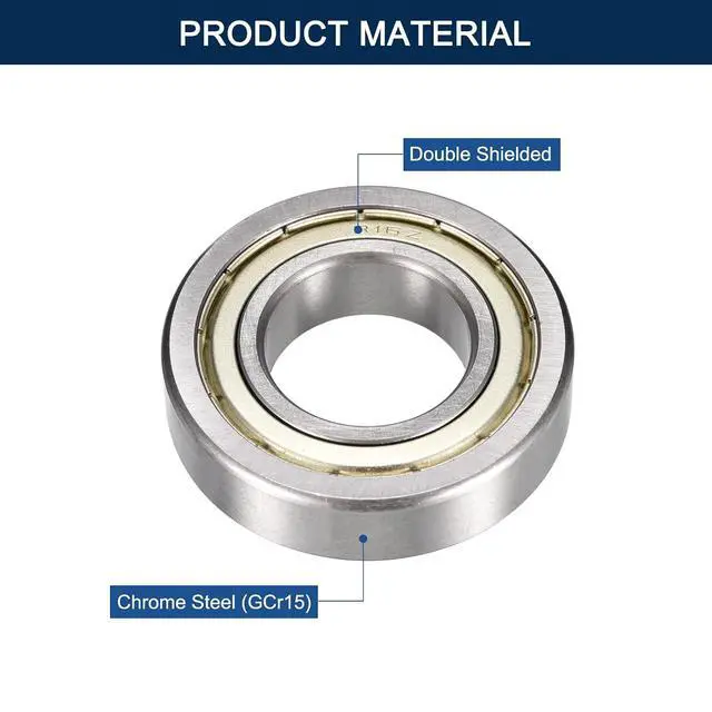 Alt view image 4 of 5 - R16ZZ Deep Groove Ball Bearings, ID 1" x OD 2" x Width 1/2" Double Shielded Ball Bearing Chrome Steel Z2 Lever 10pcs