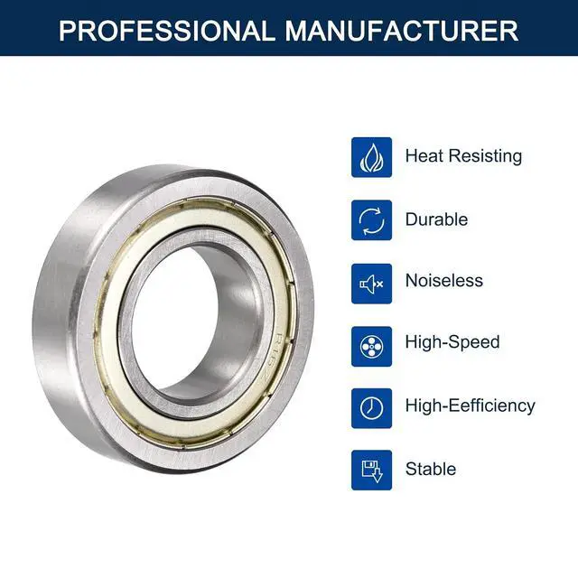 Alt view image 5 of 5 - R16ZZ Deep Groove Ball Bearings, ID 1" x OD 2" x Width 1/2" Double Shielded Ball Bearing Chrome Steel Z2 Lever 10pcs
