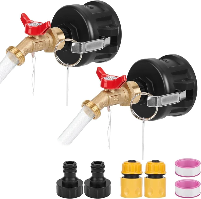 Main image of 2 PCS IBC Tote Adapter 2" Cam Lock for 275-330 Gallon IBC Tote Tank, IBC Tote to Garden Hose Adapter with Brass Faucet (3/4" Female NPT Inlet×3/4" GHT Outlet), Garden Hose Quick Connector