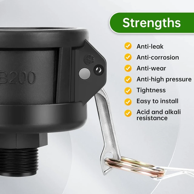 Alt view image 4 of 7 - 2 PCS IBC Tote Adapter 2" Cam Lock for 275-330 Gallon IBC Tote Tank, IBC Tote to Garden Hose Adapter with Brass Faucet (3/4" Female NPT Inlet×3/4" GHT Outlet), Garden Hose Quick Connector