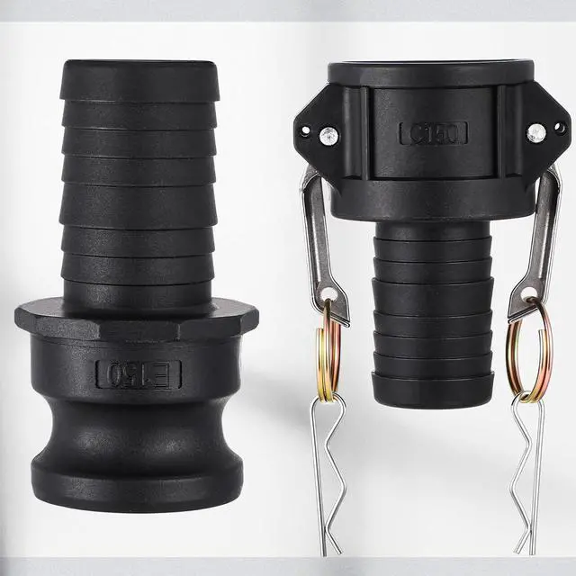 Alt view image 5 of 6 - Camlock Fittings 1-1/2 Inch Poly Standard Type C & E Polypropylene Cam and Groove Hose Fitting Kit with 1-1/2" Female & Male Camlock x 1-1/2" Hose Shank Cam and Groove Coupling (4 Sets/ 8 Pcs)