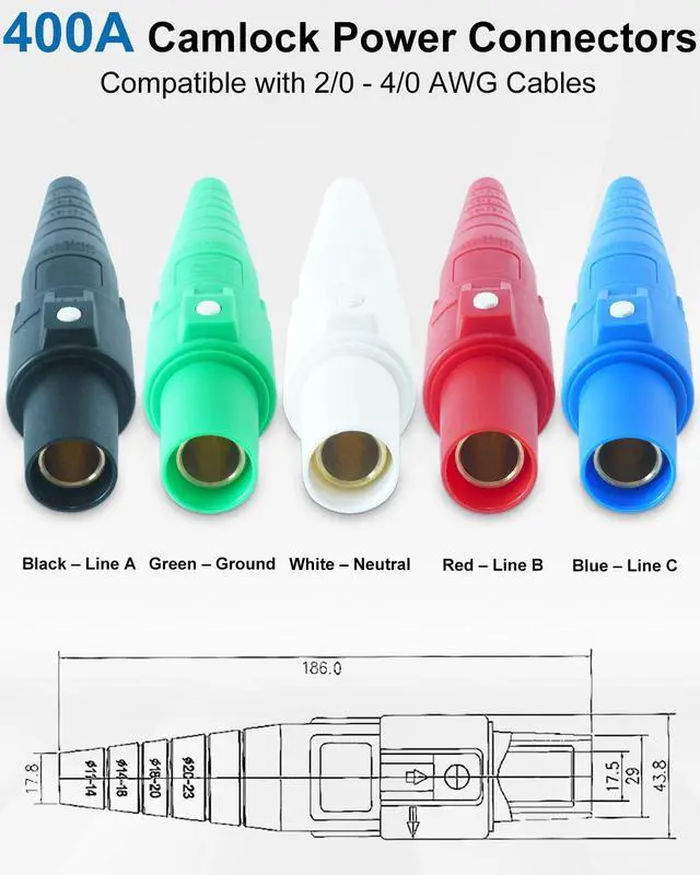 Alt view image 2 of 7 - CLS40 400A Camlock Connector Set5 Female Camlok Connector Bundle - High - Performance Power Solution for Diverse Needs