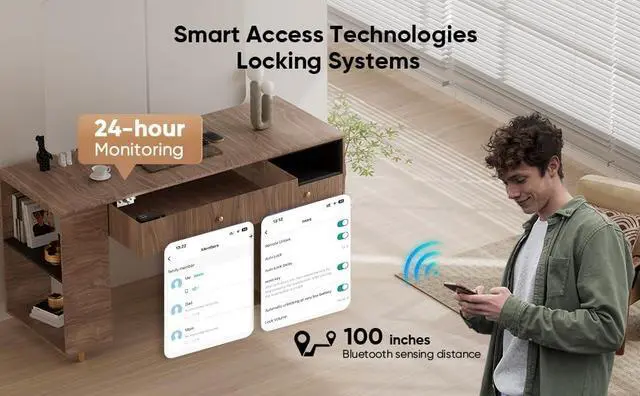 Alt view image 4 of 7 - Smart Cabinet Lock Hidden Invisible RFID Kid Keyless Drawer Locks for Adults Children Proof,TTlock APP Compatible with Alexa & Google Home for Sliding Cabinet and Box,No Drilling,NFC,Card