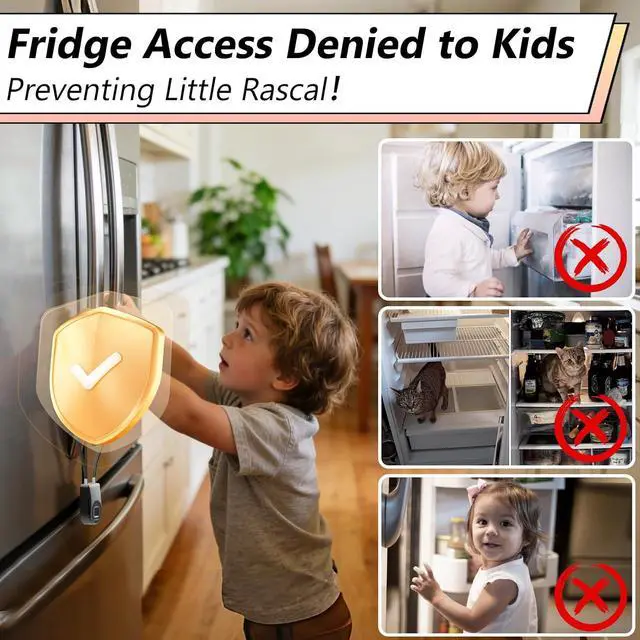Alt view image 6 of 7 - Fingerprint Cable Lock, Fridge Lock Child Proof Cabinet Locks with Bluetooth APP Control, Waterproof Refrigerator Lock French Door, Gate, Kitchen, Freezer, Cabinets and Drawers