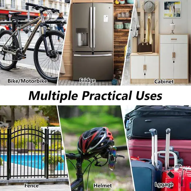 Alt view image 7 of 7 - Fingerprint Cable Lock, Fridge Lock Child Proof Cabinet Locks with Bluetooth APP Control, Waterproof Refrigerator Lock French Door, Gate, Kitchen, Freezer, Cabinets and Drawers