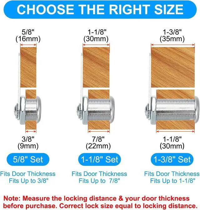 Alt view image 4 of 7 - 1-3/8 Inch Cabinet Locks with Keys, 15 Pack Zinc Alloy Cam Lock Cylinder RV Lock Set Key Different for Cabinet RV Drawer Storage Door Tool Box, Silver