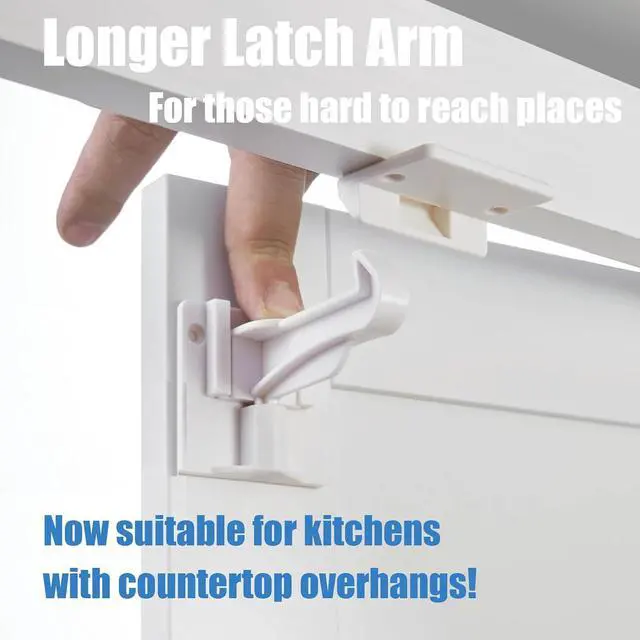 Alt view image 3 of 7 - 16 Pack Upgraded Version Cabinet Locks Baby Proofing, Children Proof Cupboard Drawers Latches, No Drilling or Tools Required for Installation, Works with Cabinets & Drawers, Adhesive Easy Installation
