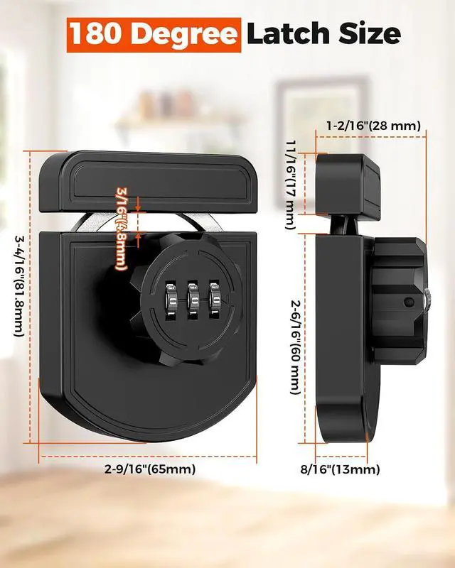 Alt view image 5 of 7 - Combination Cabinet Lock, Keyless Drawer Lock, Black 2-Pack