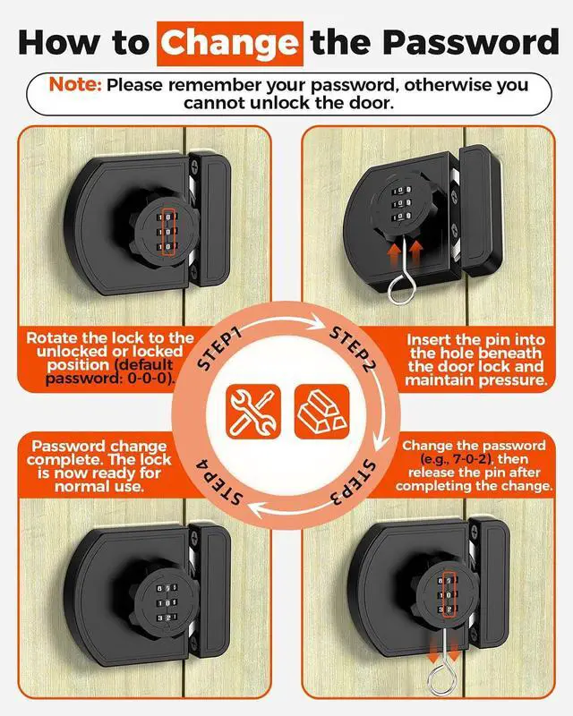 Alt view image 6 of 7 - Combination Cabinet Lock, Keyless Drawer Lock, Black 2-Pack