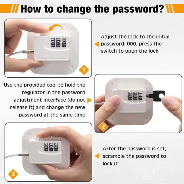 Alt view image 5 of 6 - 8 Pack Fridge Lock Heavy Duty Locks for Fridge Freezer Lock for Child Safety Cabinet Coded Adhesive Combination Refrigerator for Drawers Cabinet Window Easy Install No Drilling Black(White)
