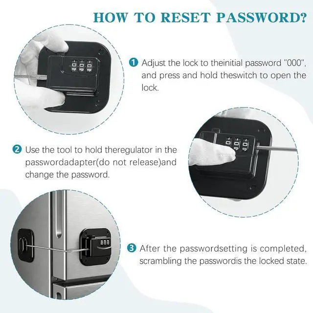 Alt view image 4 of 7 - Refrigerator Lock,Fridge Locks for Kids,Freezer Lock with Combination for Refrigerators,Drawers,Cabinets,Closets,Lockers and More,Portable No Keys Needed & Easy to Install White/Black 4-Pack (2 ea)