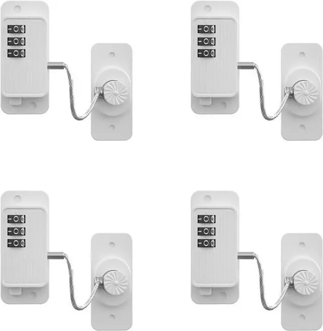 Main image of Heavy Duty Combination Refrigerator Lock (4 Pack) - Cabinet Locks Baby Proofing, No Drilling Adhesive Fridge Locks, for Fridge, Cabinets, Drawers, Window and Child Safety Cabinet Lock