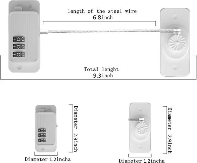 Alt view image 7 of 7 - Heavy Duty Combination Refrigerator Lock (4 Pack) - Cabinet Locks Baby Proofing, No Drilling Adhesive Fridge Locks, for Fridge, Cabinets, Drawers, Window and Child Safety Cabinet Lock