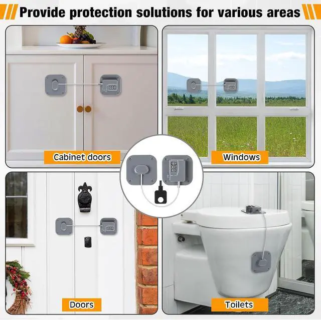 Alt view image 5 of 5 - 8 Pack Fridge Lock Heavy Duty Locks for Fridge Freezer Lock for Child Safety Cabinet Coded Adhesive Combination Refrigerator for Drawers Cabinet Window Easy Install No Drilling Black (Gray)