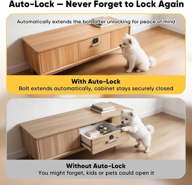 Alt view image 6 of 7 - Smart Cabinet Lock, Hidden No Drill No APP Baby Proof Keyless Drawer Lock