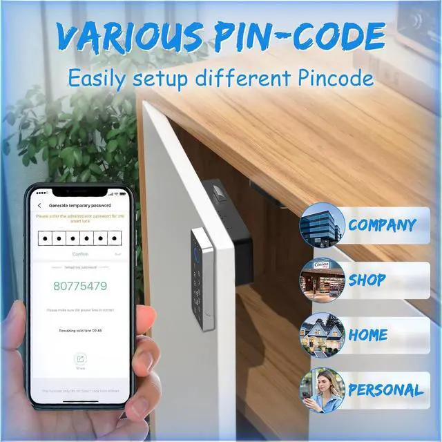 Alt view image 5 of 7 - Smart Fingerprint Lock-RFID Cabinet Drawer Lock with Key Cards, Digital Electronic Biometric Bluetooth Child Safety Cabinet Code Lock Liquor File Desk Cupboard Kitchen Liquor Drawer