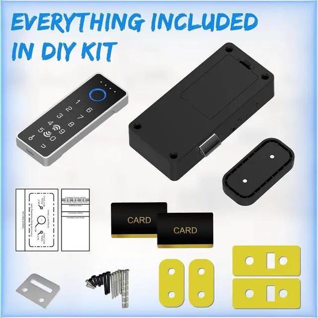 Alt view image 7 of 7 - Smart Fingerprint Lock-RFID Cabinet Drawer Lock with Key Cards, Digital Electronic Biometric Bluetooth Child Safety Cabinet Code Lock Liquor File Desk Cupboard Kitchen Liquor Drawer