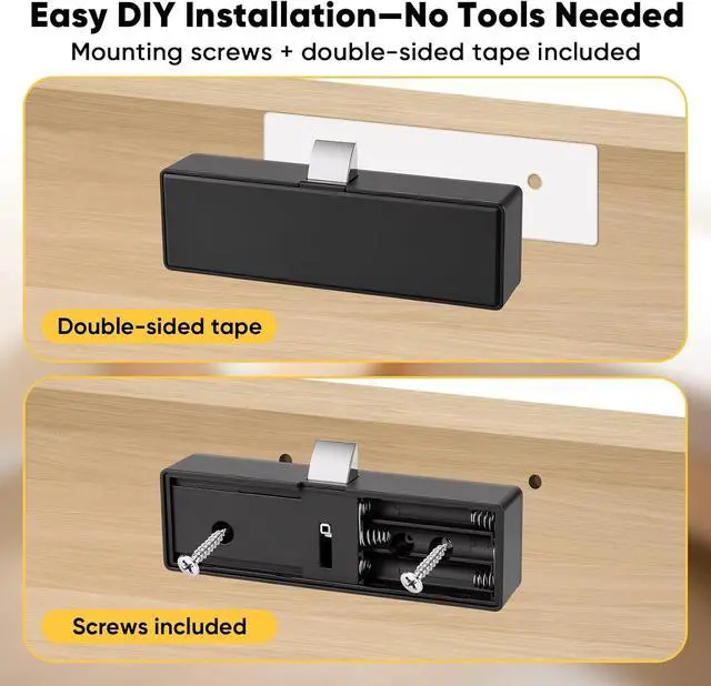 Alt view image 5 of 7 - Smart Cabinet Lock, Hidden No Drill No APP Baby Proof Keyless Drawer Lock