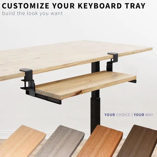 Alt view image 2 of 7 - Height Adjustable Clamp and 12 inch Rail Set for DIY Custom Wooden Keyboard Trays (Tray Not Included), Under Desk Pull Out Slider Track with C-clamp Mount System, Black, MOUNT-RAIL02H